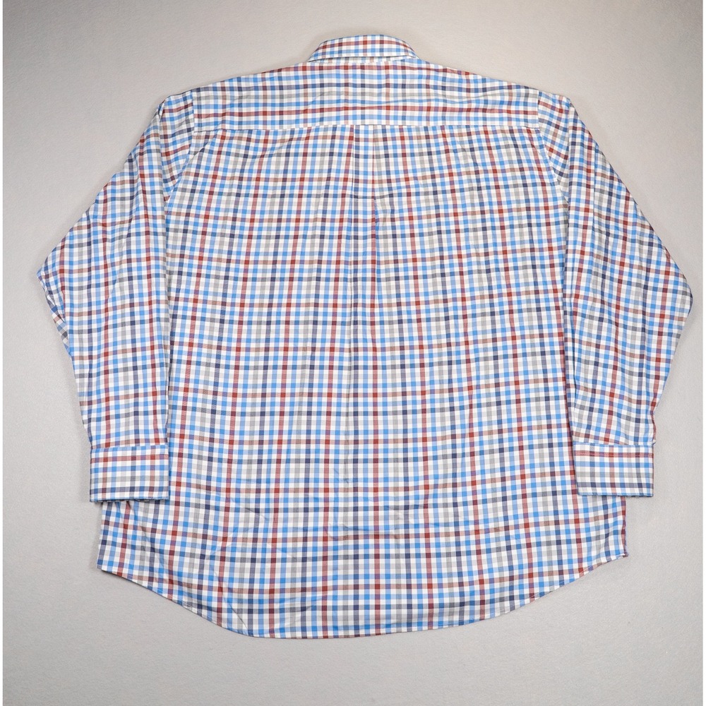 Peter Millar Mens XXL Plaid Button Down Shirt Blue Red Check Performance‎ Cotton image 7